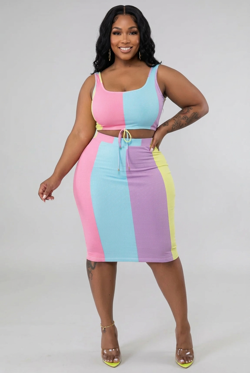 High Rise Two Piece Skirt Set