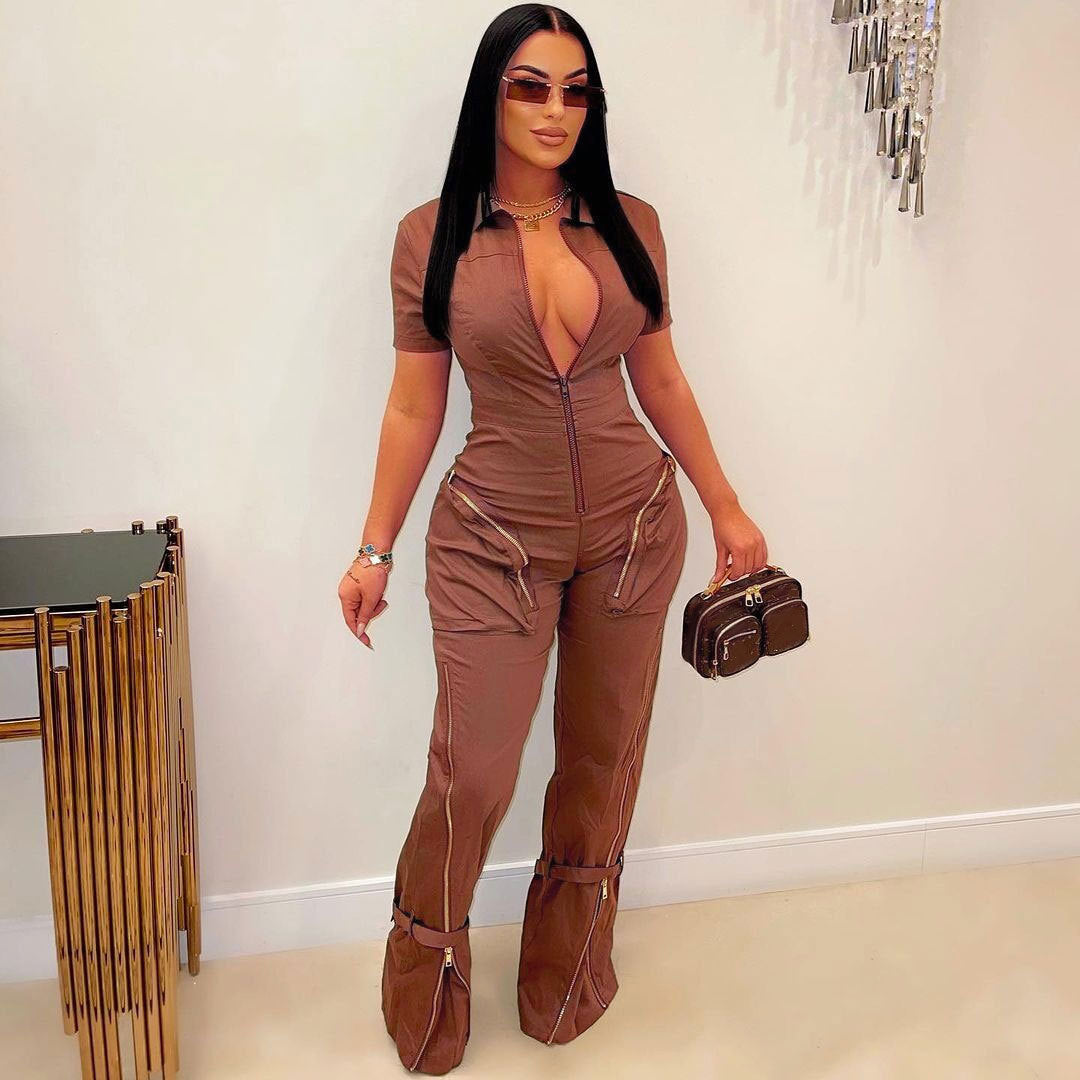 Zipper with Pockets Jumpsuit
