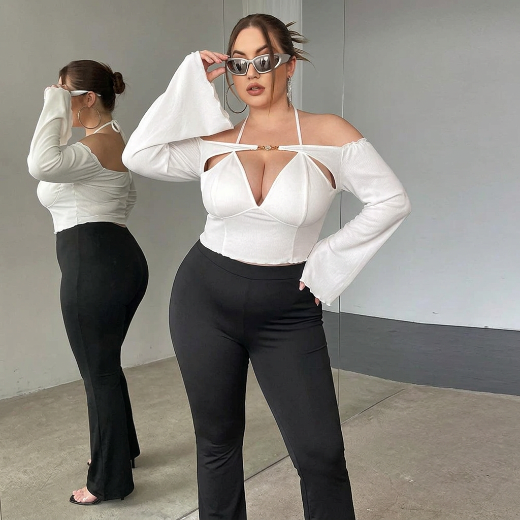 Off Shoulder off Shoulder Flared Long Sleeved Top