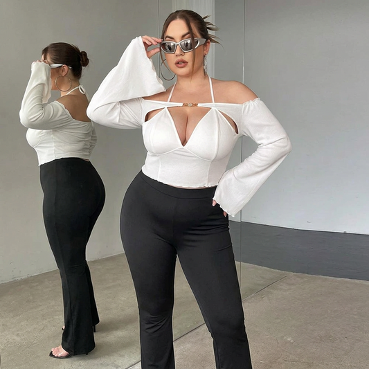 Off Shoulder off Shoulder Flared Long Sleeved Top