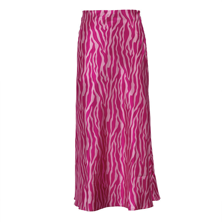 French Printed Mid Length Fishtail A line Skirt