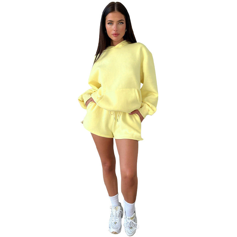 Long-Sleeved Hooded Shorts set