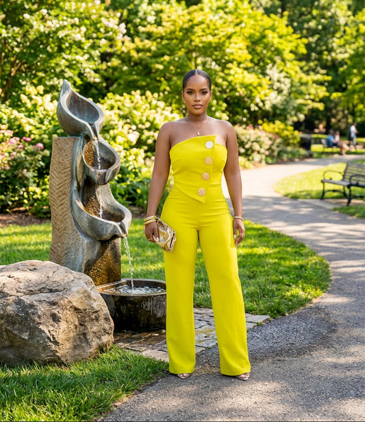 Sleeveless Tube Top Stretchy Wide Leg Jumpsuit