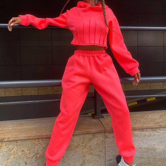 Hooded Sweater Trousers Two Piece Set
