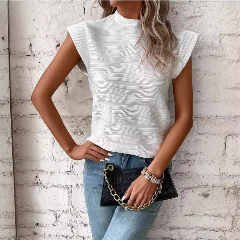 Turtleneck Water Ripple Blouse