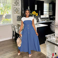 Denim Pocket A Hemline Waist Dress