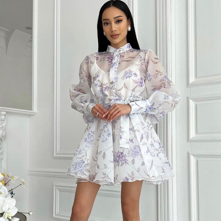 Elegant Lace Printed A line Cami Dress