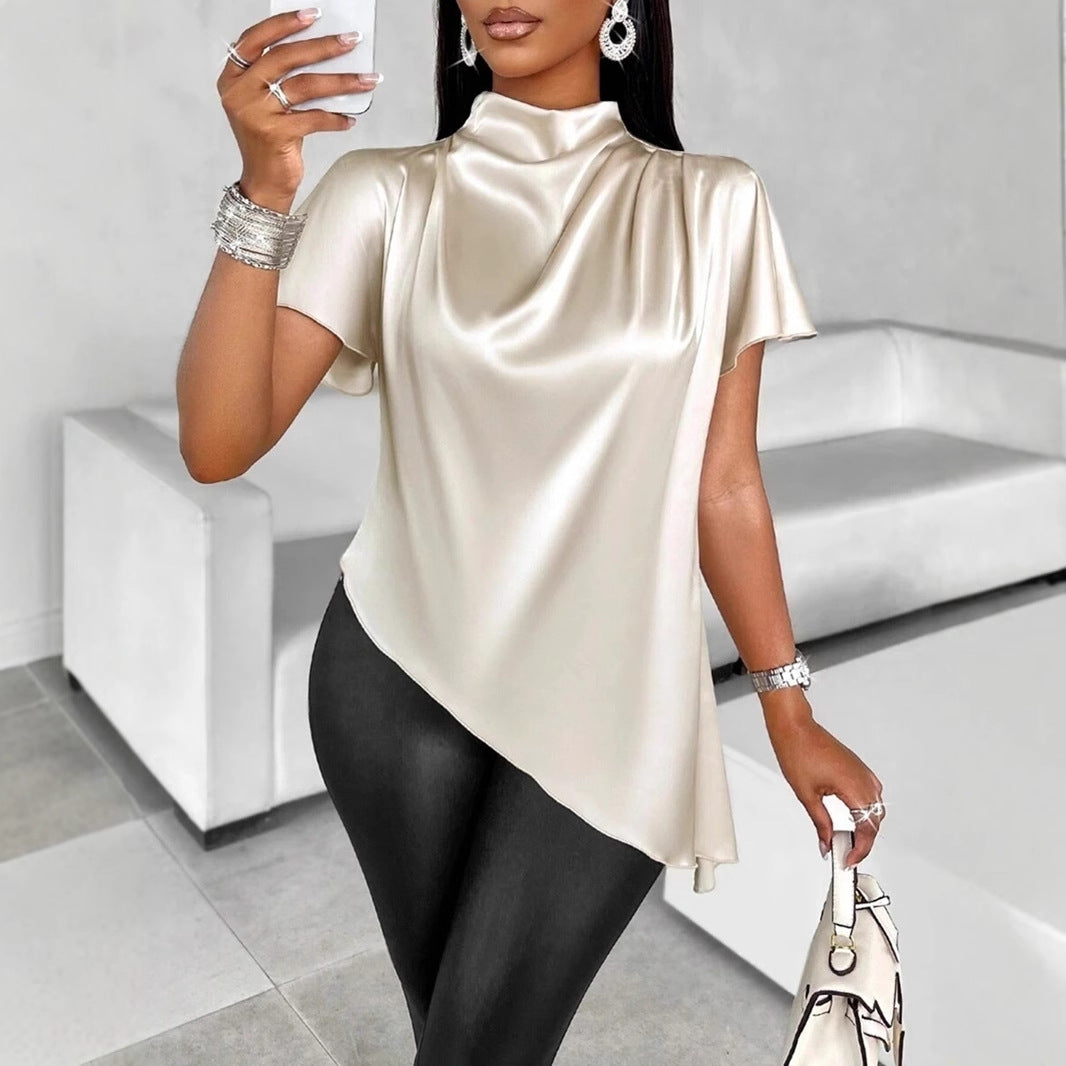 Batwing Sleeve Asymmetric Hem Shirt