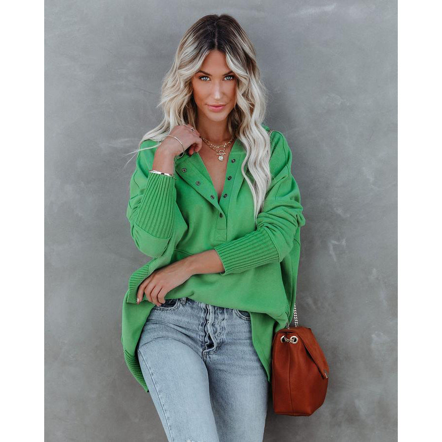 V-neck Hooded Multi-Color Sweatshirt