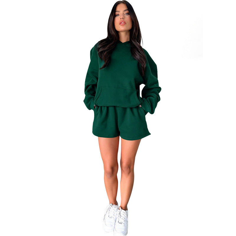 Long-Sleeved Hooded Shorts set