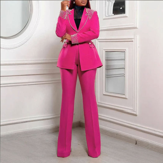 Pearls Long Sleeved Stretch Blazer Two Piece Set