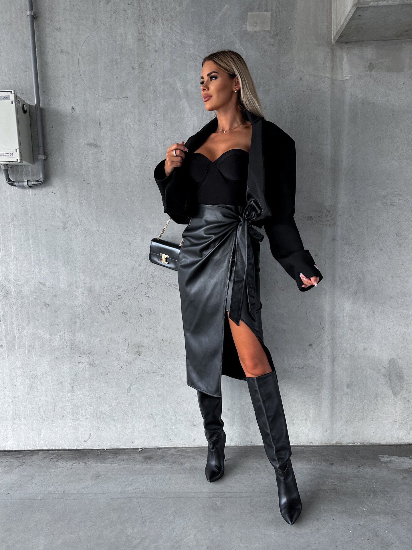 Split Faux Leather Skirt