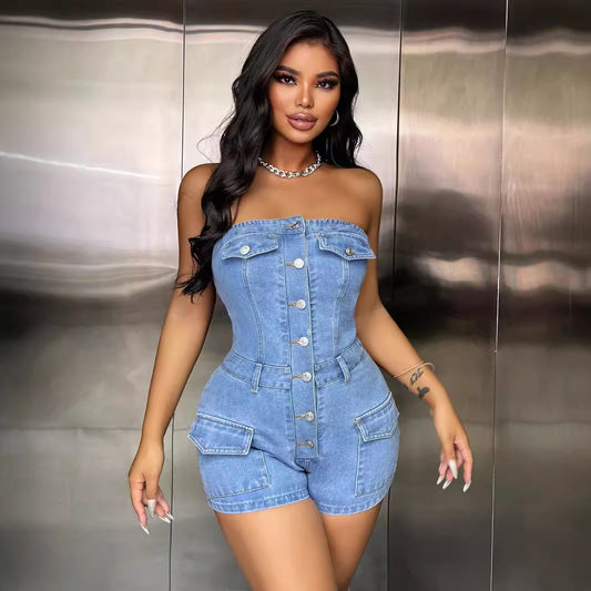 One Piece Denim Jumpsuit