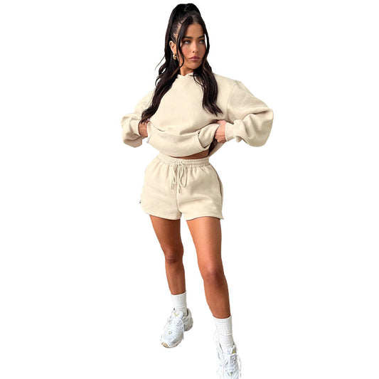 Long-Sleeved Hooded Shorts set