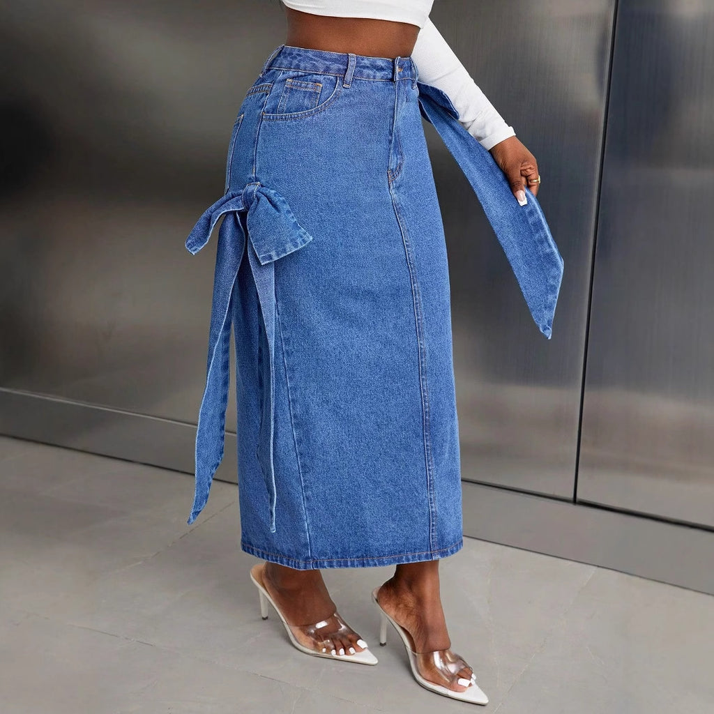 Bow Design High Waist Slimming Skirt