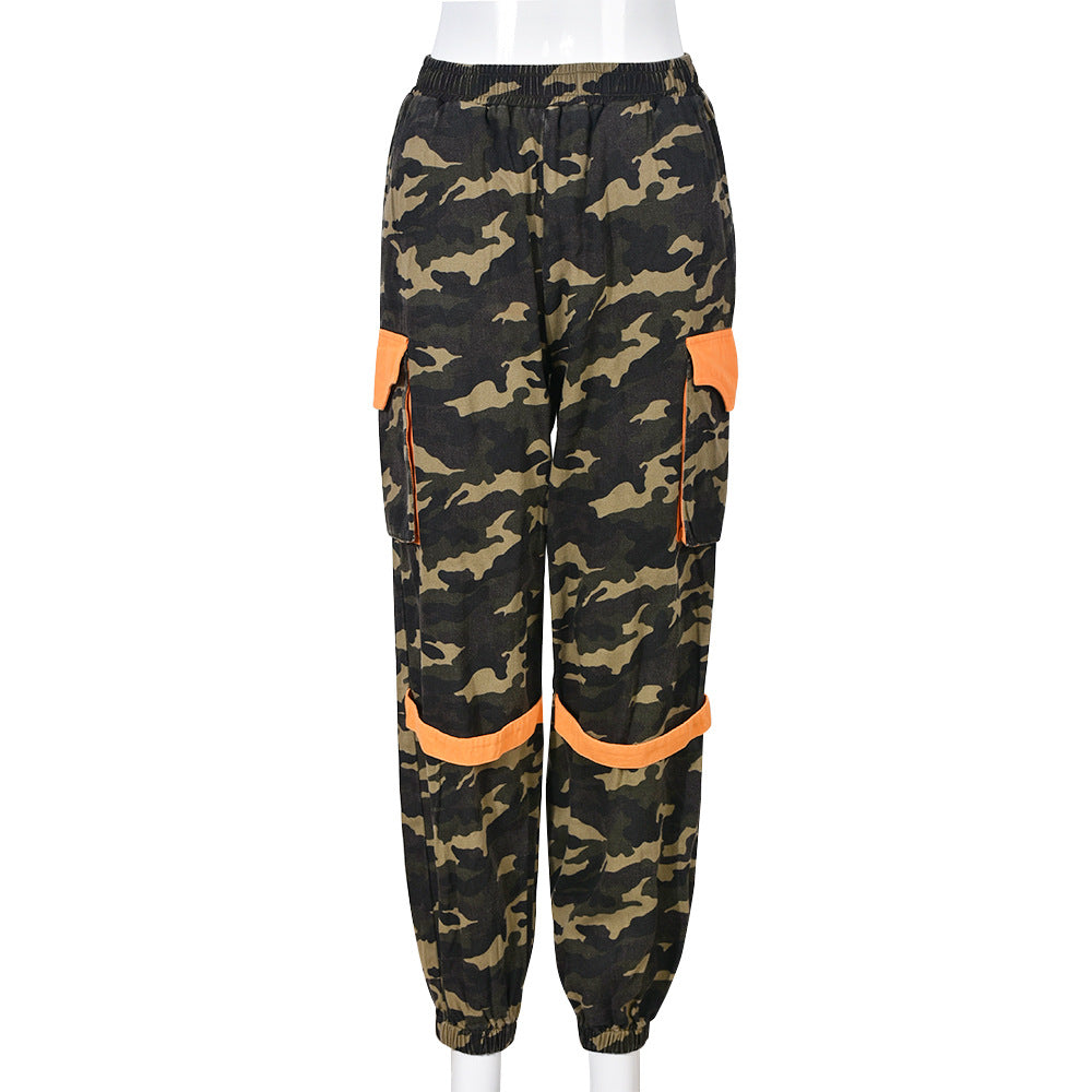 Camouflage Elastic Waist Casual Pants