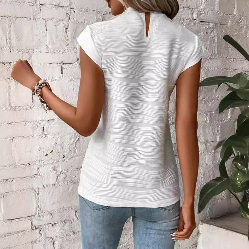 Turtleneck Water Ripple Blouse