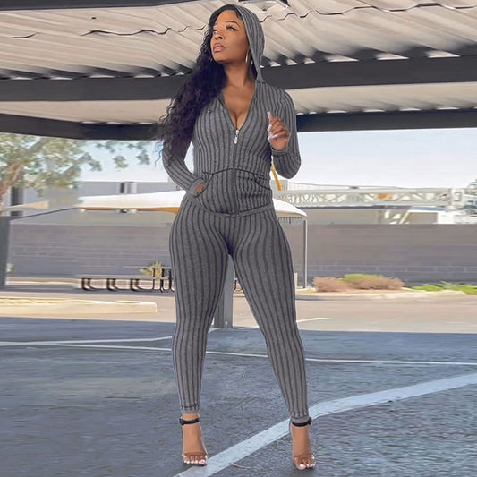 Stripe Brushed Two Piece Set