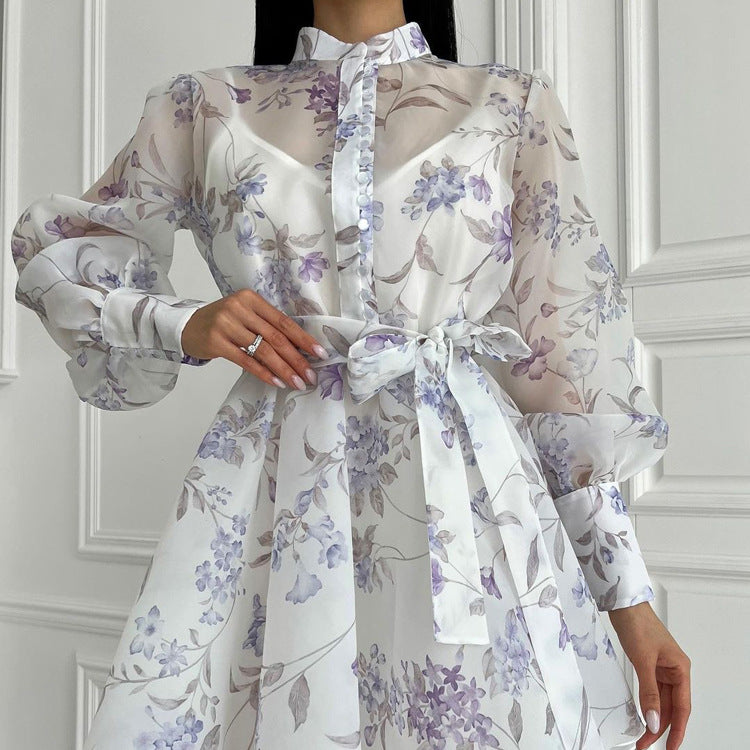Elegant Lace Printed A line Cami Dress