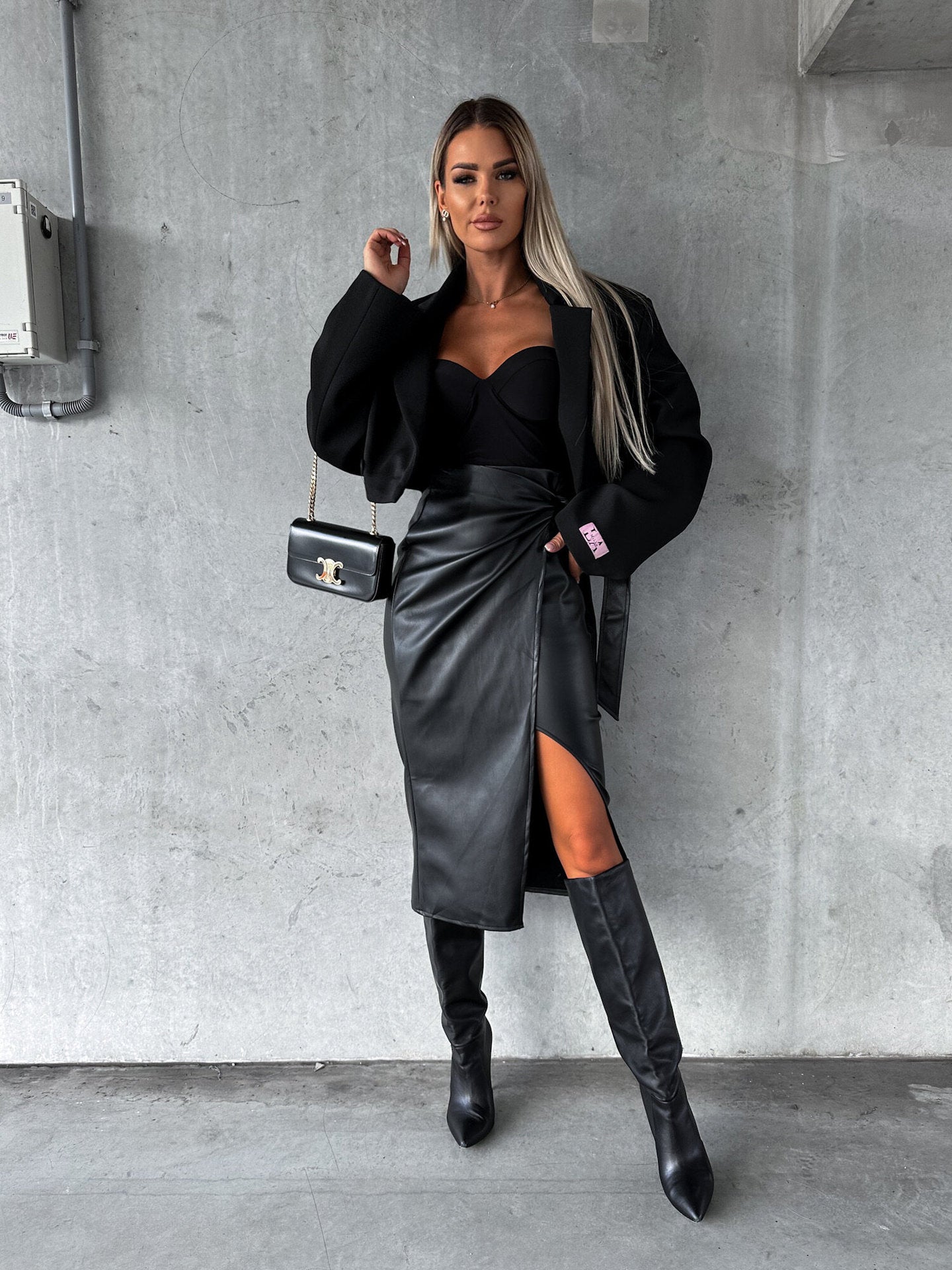 Split Faux Leather Skirt