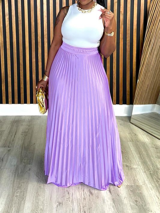 Loose Casual Pleated Long Skirt