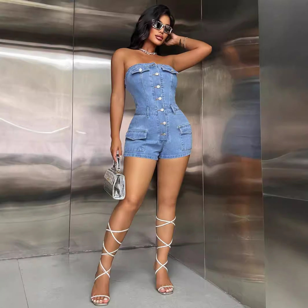 One Piece Denim Jumpsuit