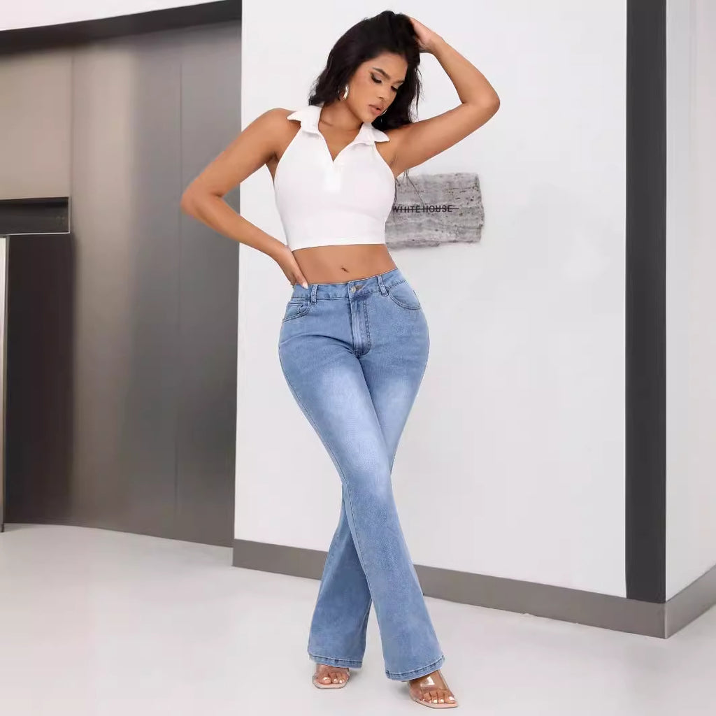 Straight Leg Slimming High Elastic Jeans