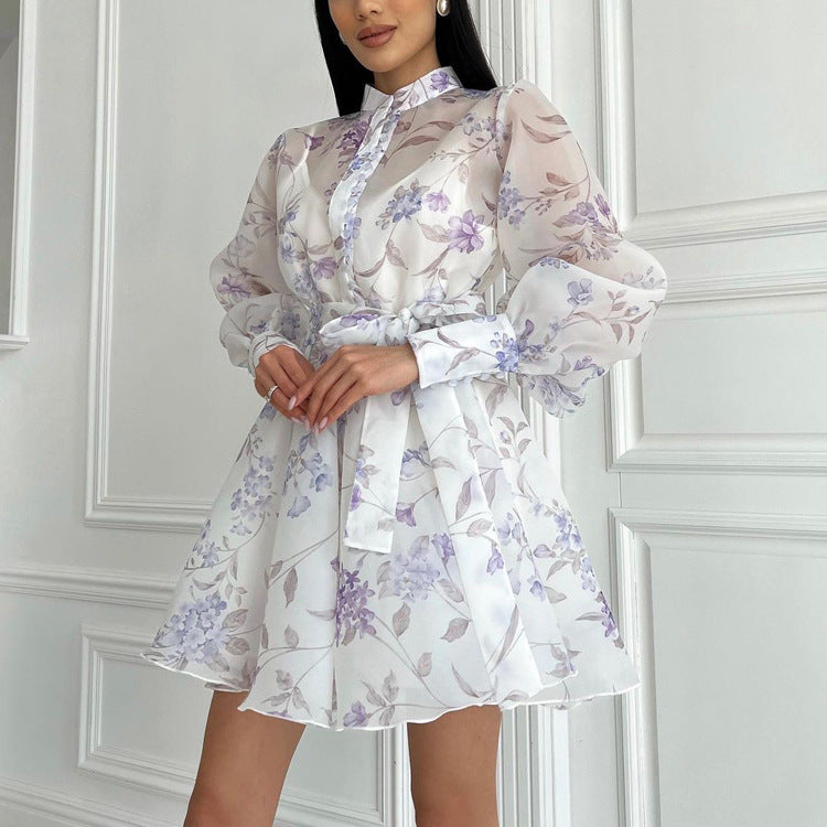 Elegant Lace Printed A line Cami Dress