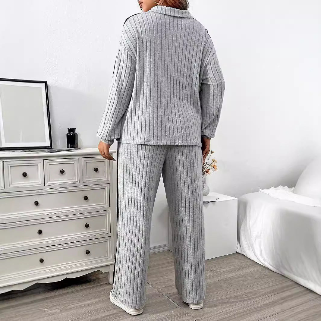 Loose Contrast Color Two Piece Set