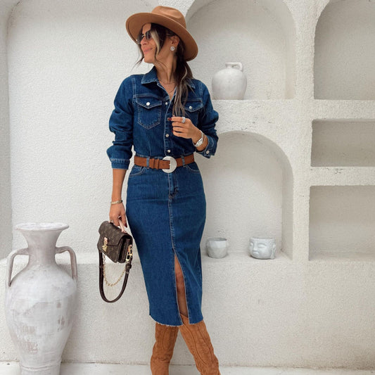Denim Mid Length Dress