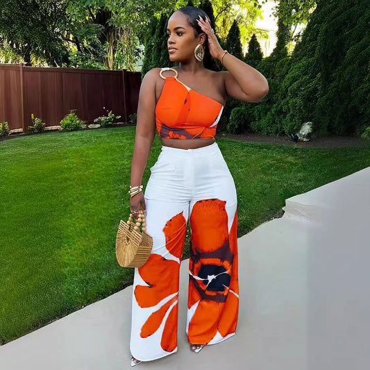 Slim Fit Wide Legged Pants Two Piece Set