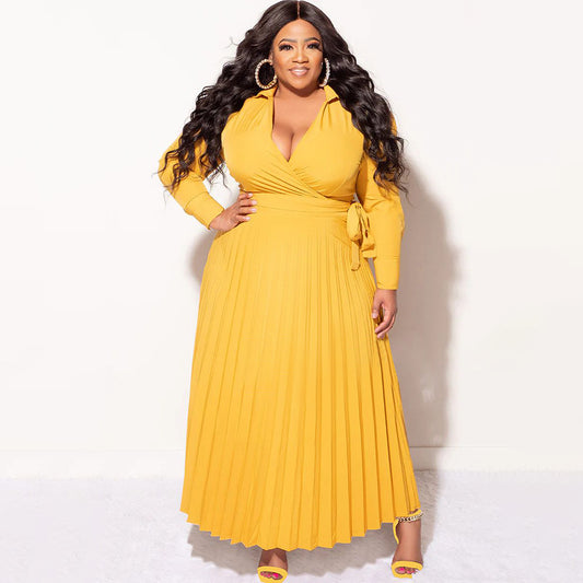 Long Sleeve Pleated Dress