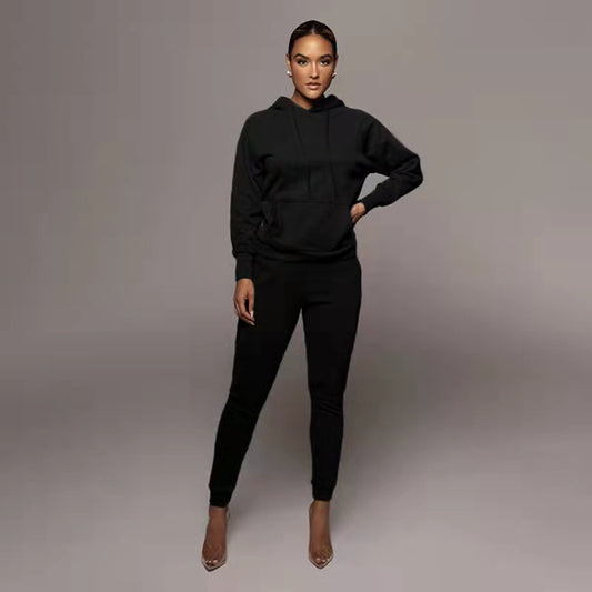 Pullover Pocket Long Sleeve Sweater Set