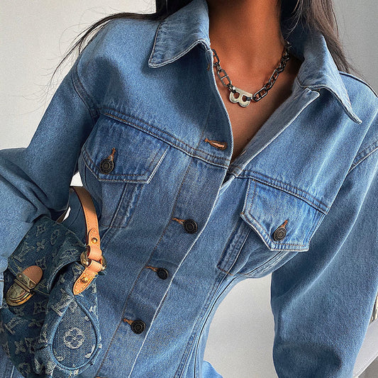 Pleated Long Sleeved Mid Length Jacket