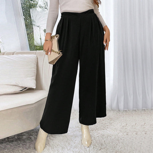 Elastic Waist High Waist Wide Leg Pants